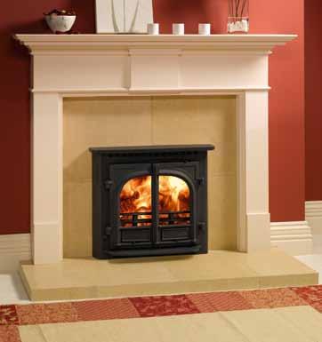Design Features 1 5mm heavy duty steel body. 2 Easy fit flue connection through stove. 3 High density, thermal brick liner system. 4 Cast iron air-tight door with primary air control lever.
