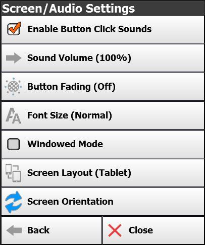 Screen/ Audio Settings Access by touching Menu -> Setup -> Screen/ Audio Settings.