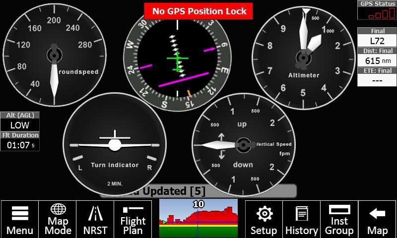Map Modes Touch the Mode button on the Main Screen to change or modify the current map. The top portion of this form sets the current Base Map. VFR: Displays seamless VFR charts.