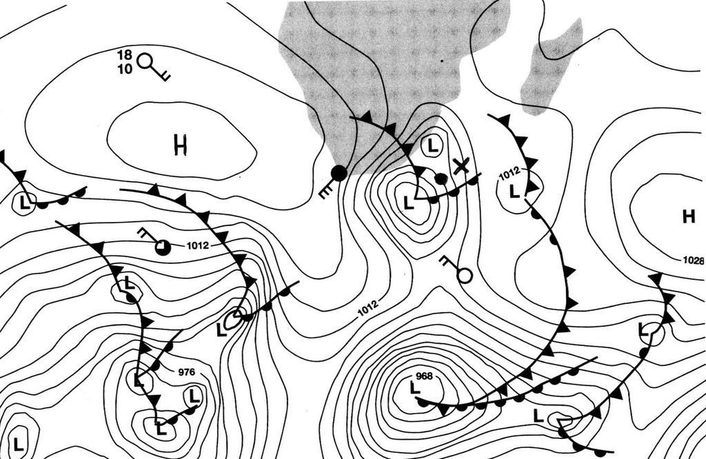 NTIONL SENIOR ERTIFITE: MRITIME EONOMIS Page 12 of 12 QUESTION 5 MRITIME ENVIRONMENTL HLLENGES Study the synoptic chart below and answer the questions that follow. 5.1 Note the position of Ship X off the east coast of South frica.