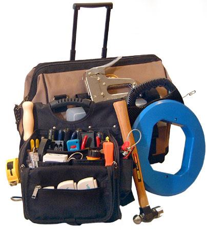 The "Travel-Tech" Tool Tote Kit The heart of this toolkit is the fabulous "18"- 42 Pocket Sideglide Roller bag" from CLC.