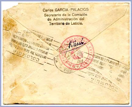 Outgoing Service Mail from Leticia Commission Outgoing official service mail from the Leticia Commission was routed to its destination via the Colombian Ministry