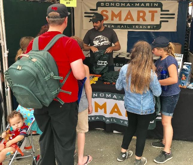 As part of a new summer safety outreach initiative, SMART staff introduced a new engagement technique to connect with families and young children about the importance of safety near tracks and trains.