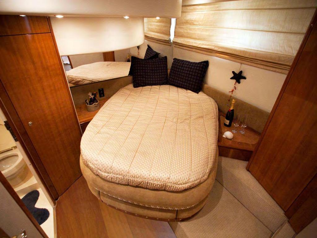 VIP cabin has a very comfortable anatomic mattress, a flat screen TV, silk roman blinds