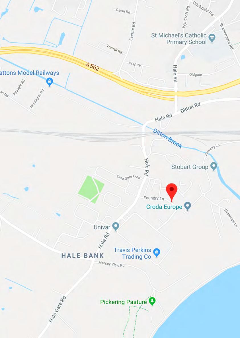 5 TO M57/M62 TO M56 TO LIVERPOOL A562 Hale Road A562 Ditton Road Hale Road Foundry Ln Halebank Road Hale Road AMAZON Foundry Ln Situation The property fronts on to Foundry Lane within the highly