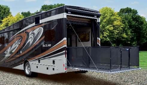 Class A Class A: The Ultimate Patio Set-Up Thor Motor Coach features the Zero-G ramp door and patio rail kit