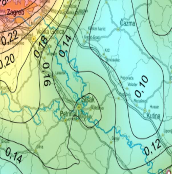 7 SEIZMOLOŠKE ZNAČAJKE Prema Karti potresnih područja Republike Hrvatske područje zahvata nalazi se nalazi se u VII i VIII potresnoj zoni MCS ljestvice.