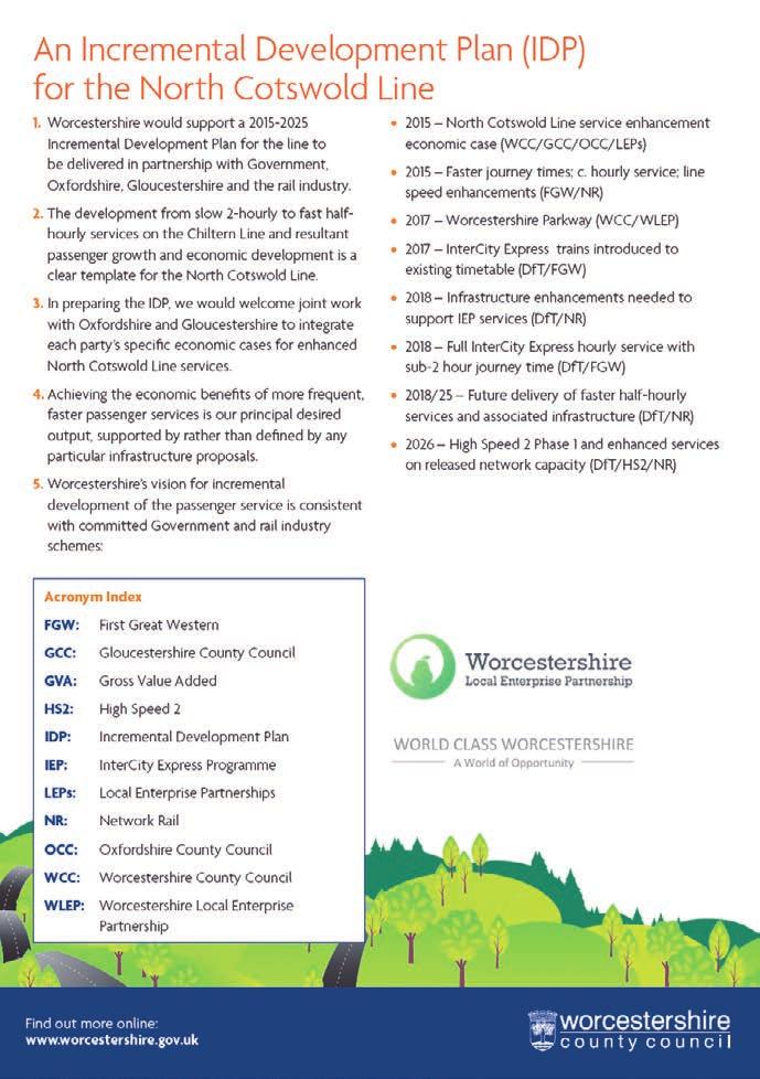 launched a Joint Vision document for the North Cotswold Line as a whole.