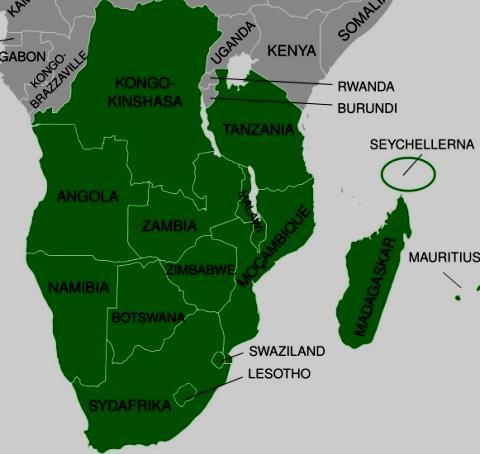 Tanzania Zambia Zimbabwe South Africa Seychelles