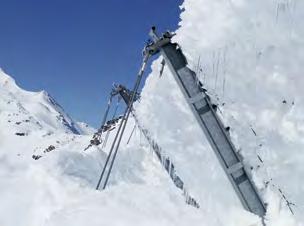 Snow nets prevent the development of avalanches by giving structural support to the snow mass in initiation zones having medium to large snow depths.