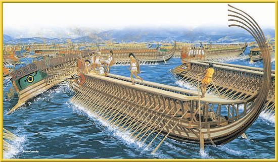 Battle of Salamis The Greeks joined forces, and their fleet attacked the Persian fleet in the strait of Salamis.