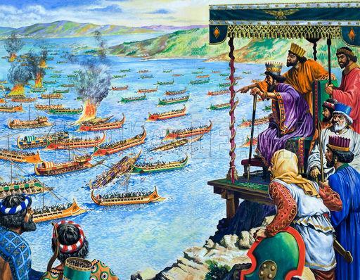 Battle of Salamis Even after most of the Persian fleet was destroyed, the Persian army
