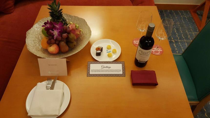 Welcome amenities in hotel rooms desserts by award-winning