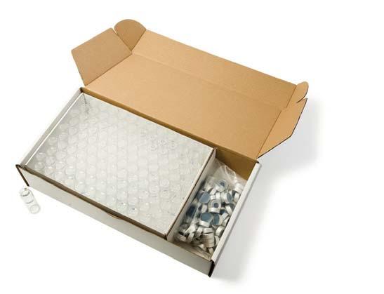 Sample Handling National 20mm Crimp Top Headspace Unassembled Convenience Kits Include matched quantities of vials and silver aluminum seals with pre-assembled septa Convenience kits save time during
