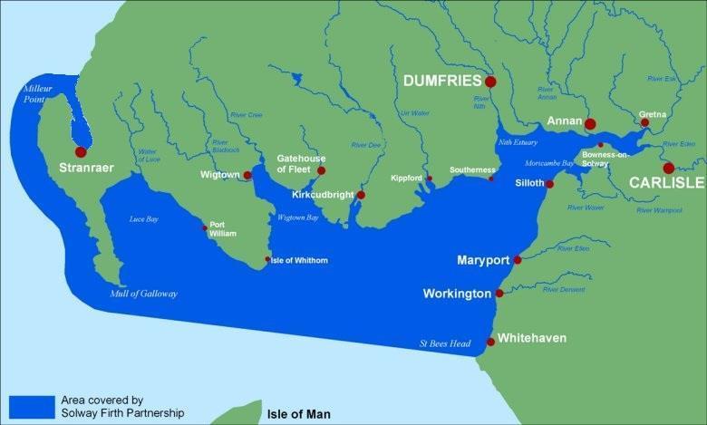 The Solway Area The area covered by Solway Firth Partnership includes the marine and coastal zone of the Solway within the line from St Bees Head in Cumbria across to and including the Mull of