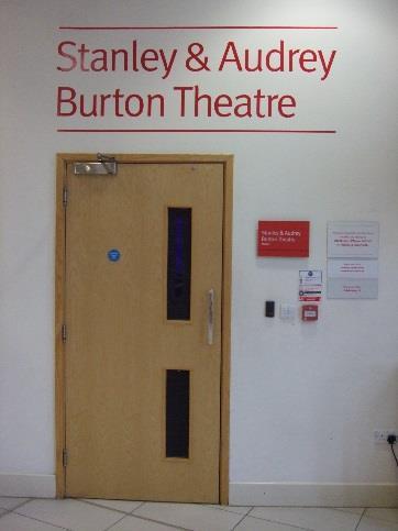 P10 Stanley & Audrey Burton Theatre The studio theatre is on the ground floor, accessed from the main foyer through a single door 930mm / 36.5 inches wide.