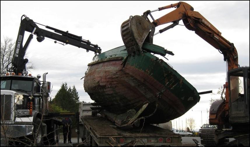 The two fuel tanks were removed intact and salvaged for re-use. The engine was sent to metal recycling.