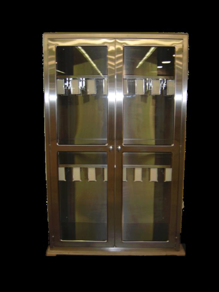 Cabinet (SC2 Series) Stainless steel storage cabinet with Catheter Slides Hinged glass doors, hinged stainless steel double pan doors or sliding glass doors Available 30, 36, 42 or 48 wide
