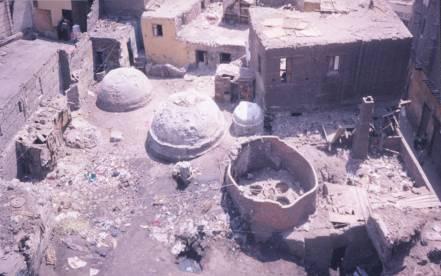 Fig.17 Al-darb al-ahmar bath rooftop in Cairo. Showing the neglecting the bath suffering from resulting in the demolishing of some components of it as the dome Fig.
