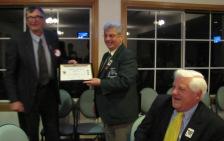 award to Lion Michael Burke DG David with new members and their sponsor District Governor at Port Cygnet Club Dinner meeting District Governor David Daniels visited Port Cygnet Lions Club at its