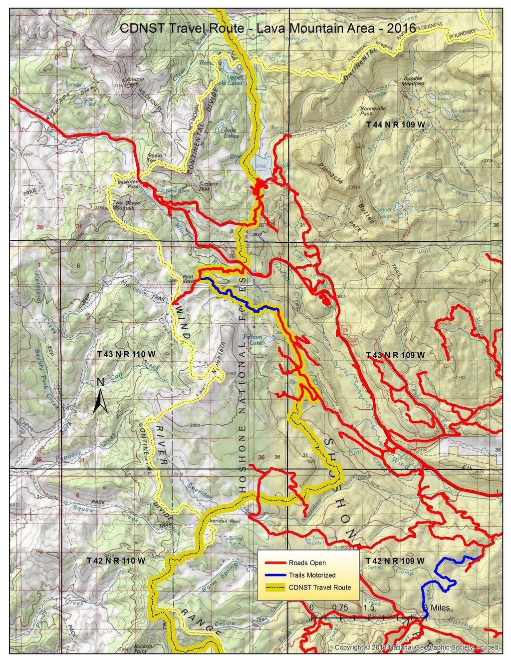 Appendix A CDNST travel route through the Shoshone National