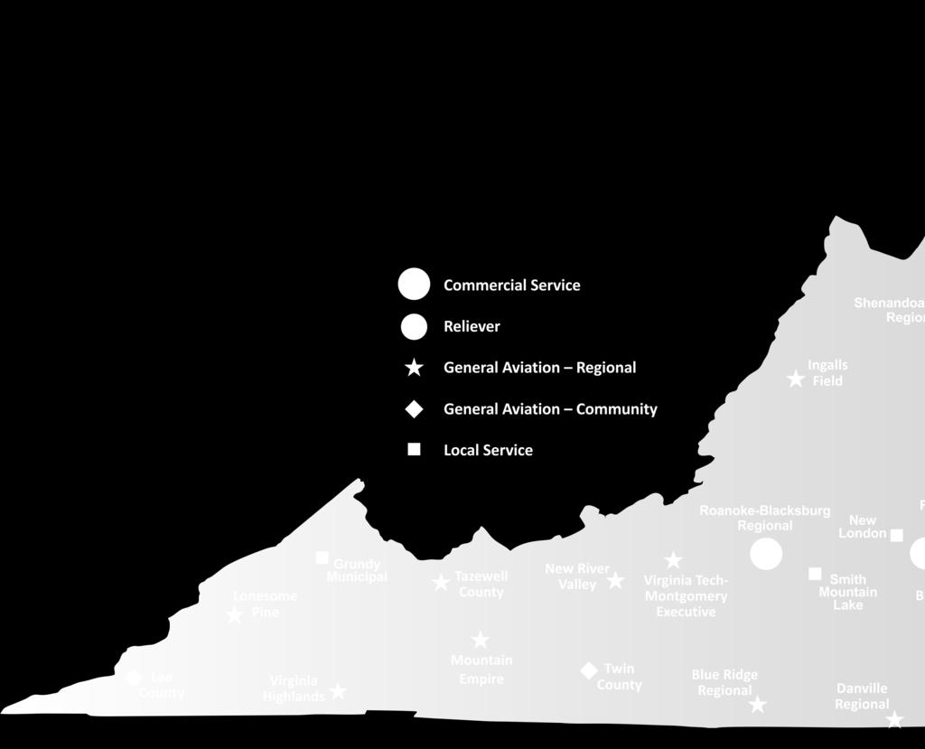 The Virginia Air Transportation System Plan (VATSP) classifies the airports into five categories based on their role in the overall system: 1.