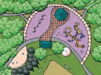 PLAYGROUND: Reorganize the playground area to create a central activity area for the park.