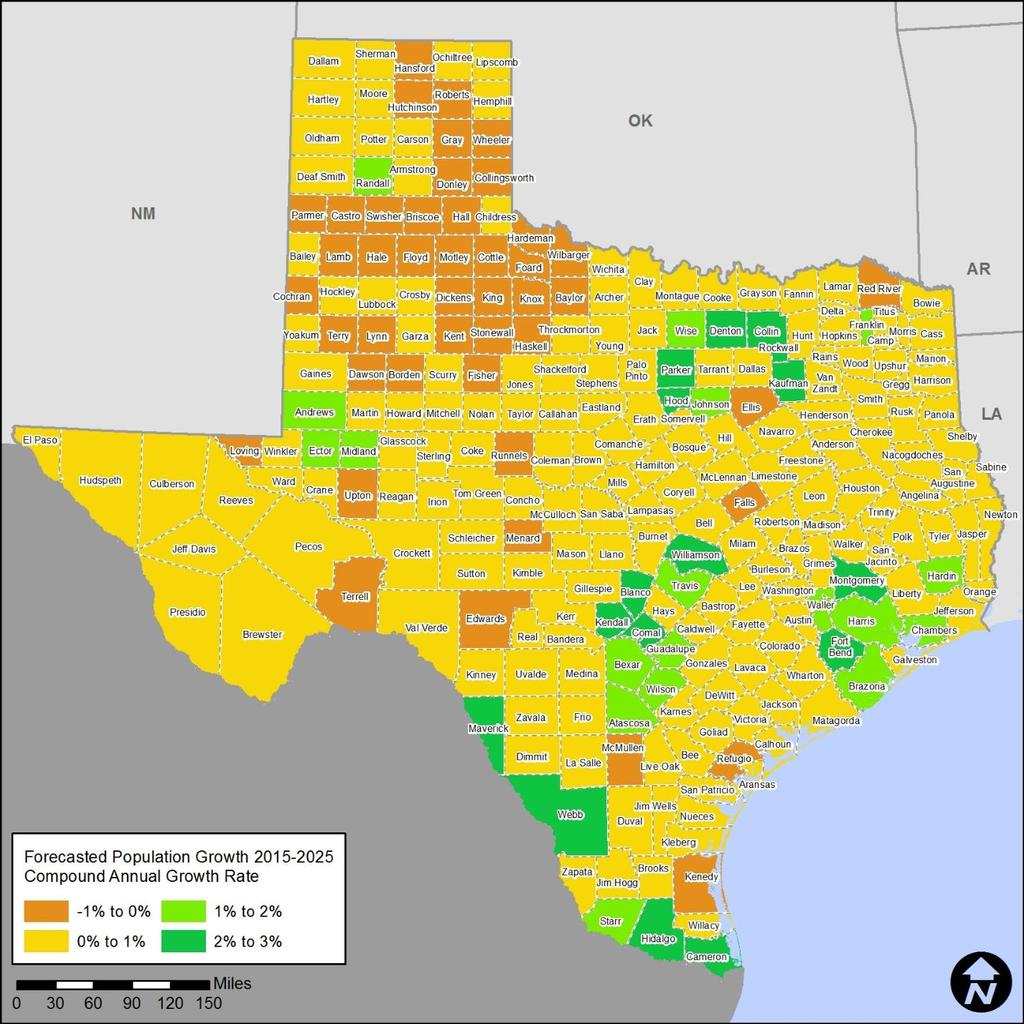 SOCIOECONOMIC OVERVIEW OF TEXAS Figure 2-2 Forecasted Population Growth