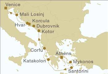past Stromboli 7 At Sea 8 Rome (Civitavecchia), Italy GREECE, MONTENEGRO & CROATIA 11 NIGHTS from $5,149* (per person share twin) Cruise Departs: 13 Jul, 31 Aug 2019 Price based on an Inside Cabin,