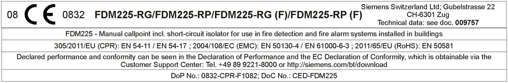 Date tehnice Tensiune de operare FDnet/C-NET Curent de functionare (repaos) DC 12 33 V 180 μa Temperatură de operare -25 +70 C Temperatură de stocare -30 +75 C Umiditatea aerului Protocol de