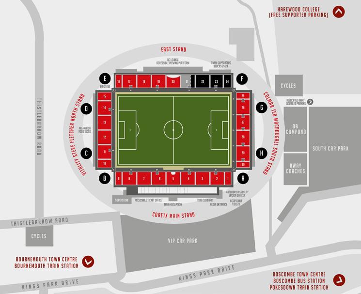 Stadium Plan Currently, wheelchair users are located on Row A and we ask that you are mindful of the needs of your fellow supporters situated in the front row.