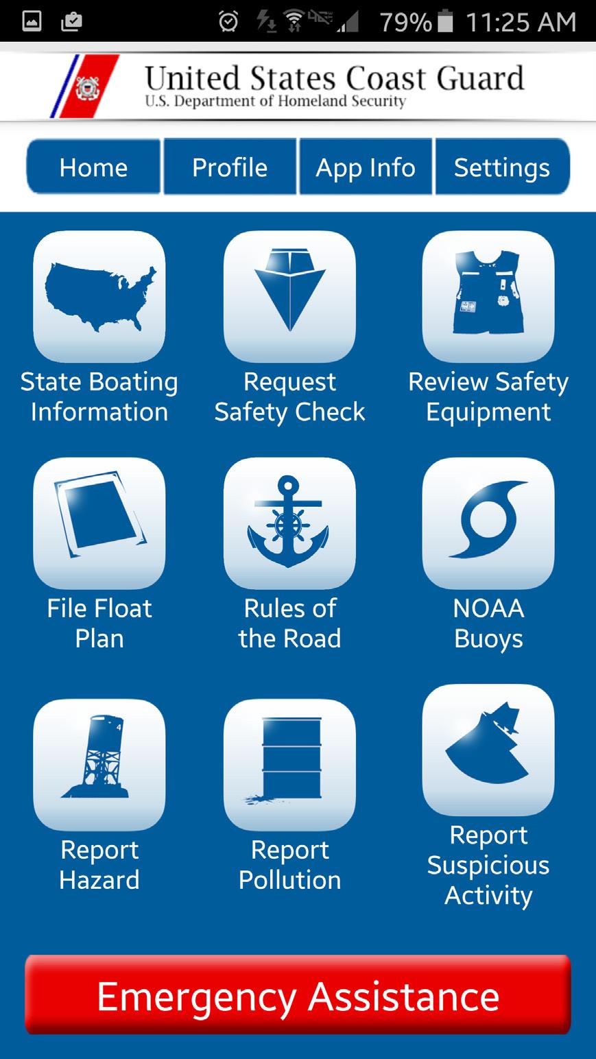 Apple or Android file float plans, request a safety check or report a hazard Marks