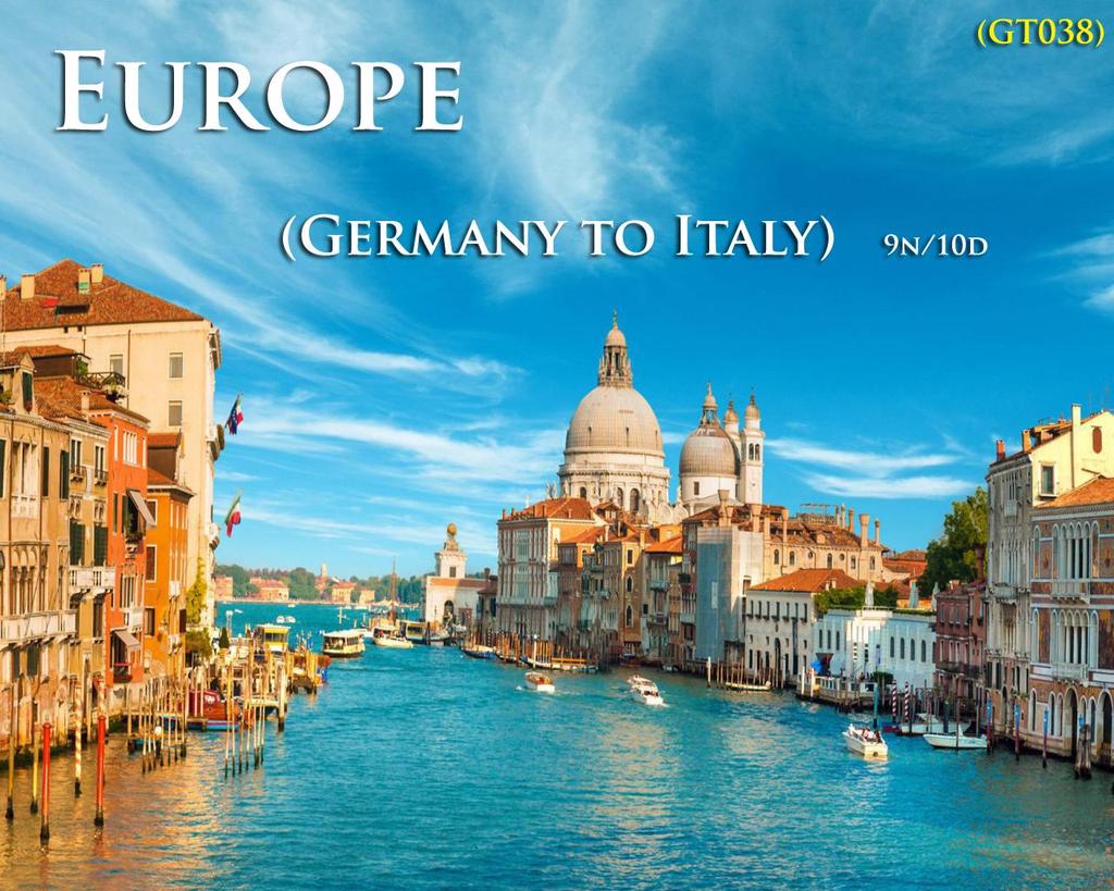 GT038 Europe (Germany to Italy) - 9N/10D Greetings from WPS Holidays. It gives us immense pleasure to provide you with detailed itinerary and quote for your upcoming holiday to Europe.