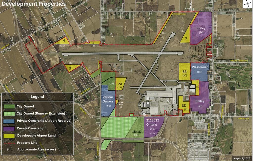 COMMERCIAL DEVELOPMENT CAPITALIZING ON AVAILABLE LAND Land values are significantly less in the Greater Hamilton Area Serviced land available with potential airside access including the