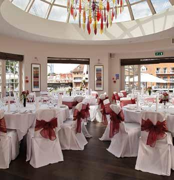 Overlooking the River Thames and Eton Bridge, the Pavilion seats up to 45 for private lunches, dinners and