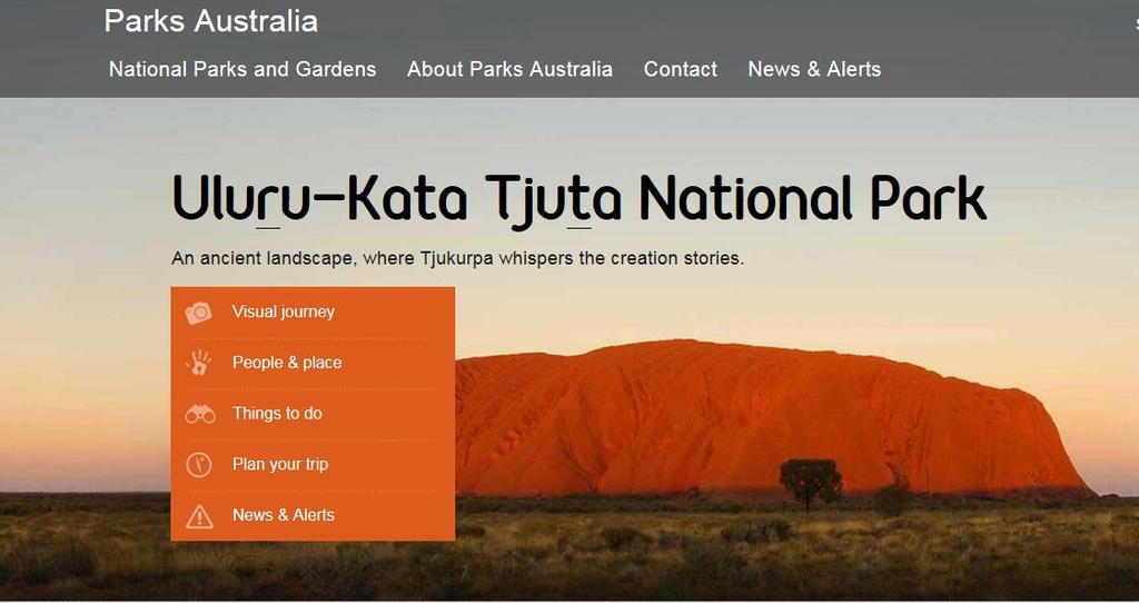 Current web page from Parks Australia Do visitors