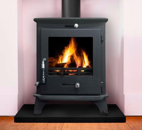 The Lissadell skillet stove is equipped with a hot plate feature on top of the