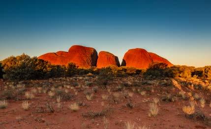 A 45 kms drive east of Uluru, the 36 domes of conglomerate rock of Kata Tjuta cover an area of over 21