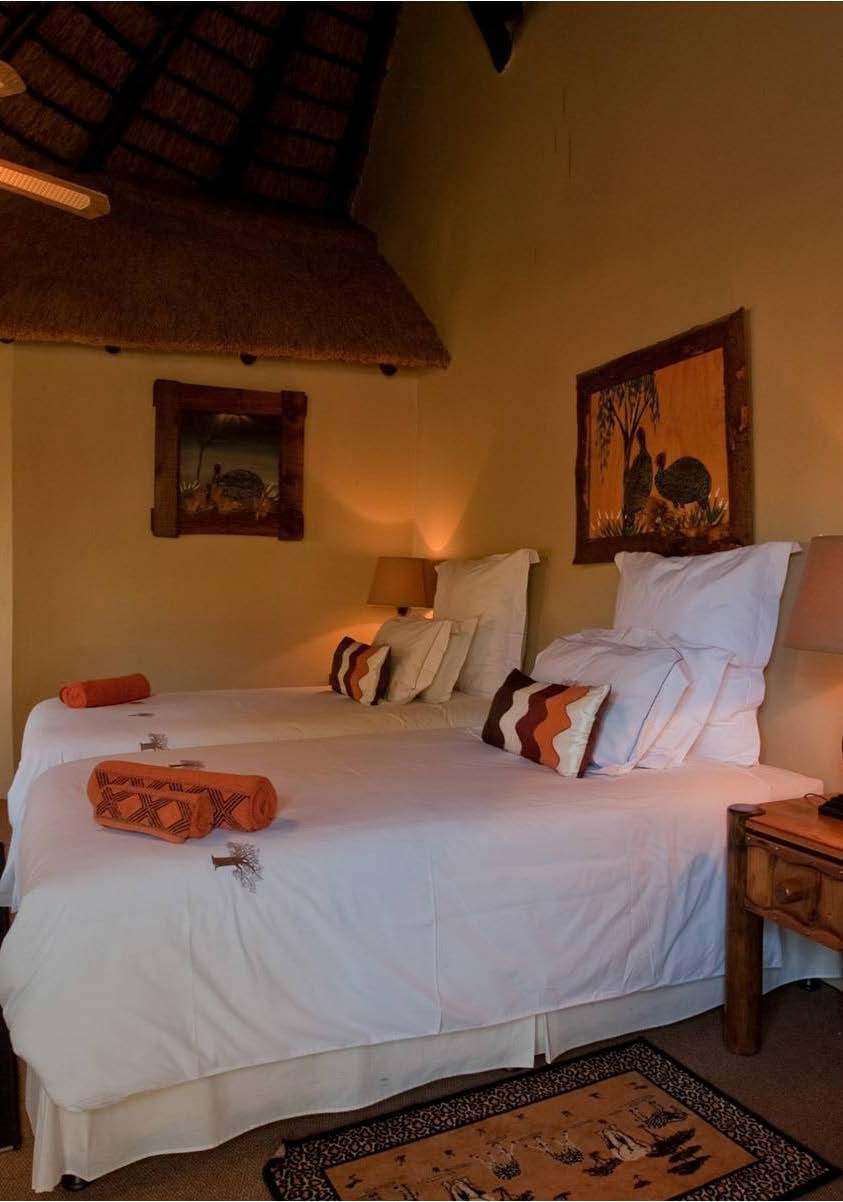 Accommodation The lodge ofers standard rooms and family suites. The individual chalets ofer comfort and privacy. 20 Rooms: 1. Standard Rooms: 4-4 King/Twin Beds 2. Deluxe Rooms: 8-8 King/Twin Beds 3.