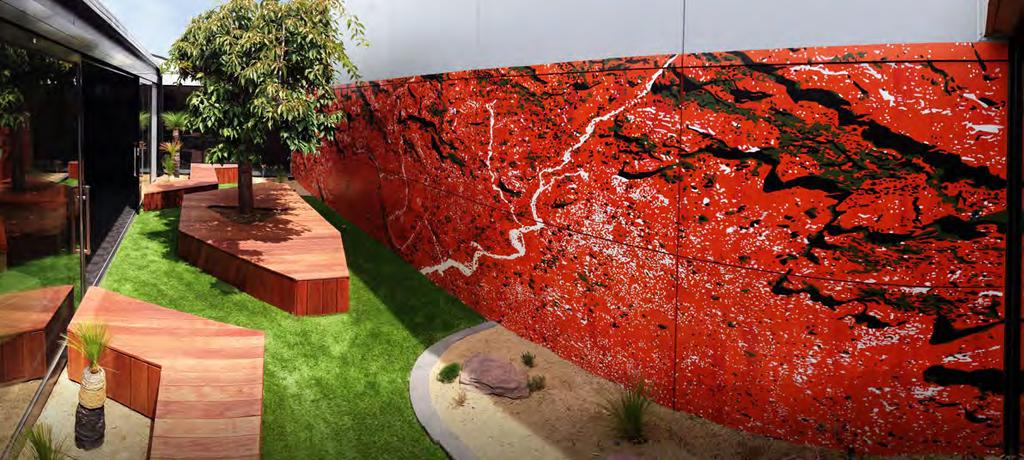 The courtyard artwork or mural is an abstraction of the Bungle Bungle national park viewed from an aerial perspective.