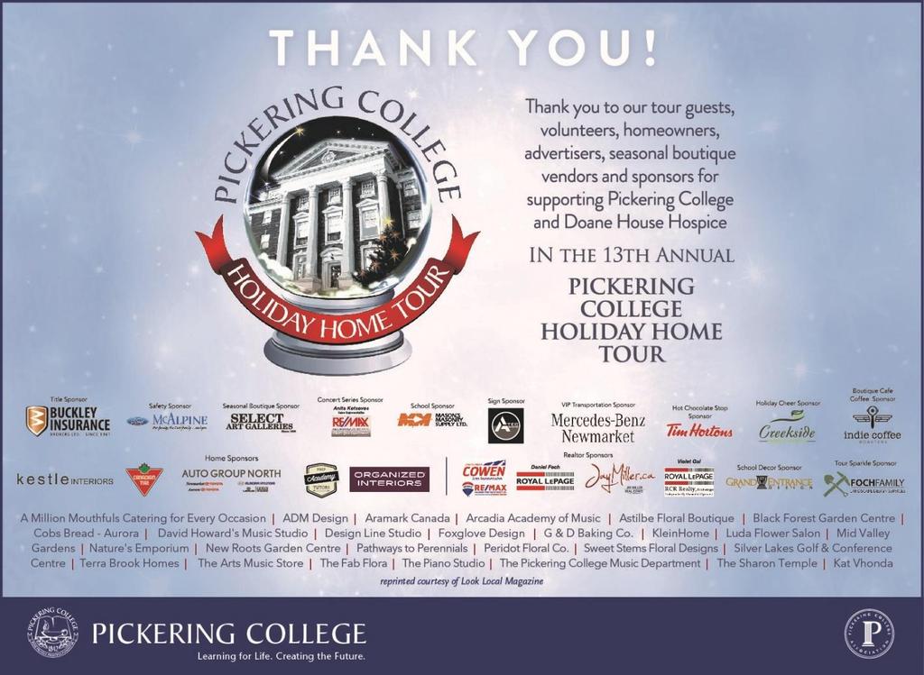 Community Partnerships Thank you to our sponsors, for their generous support of the 2017 Holiday Home Tour!