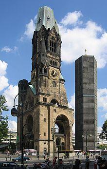 Wilhelm Memorial Church Surviving building and newly built church following 1943 bombing