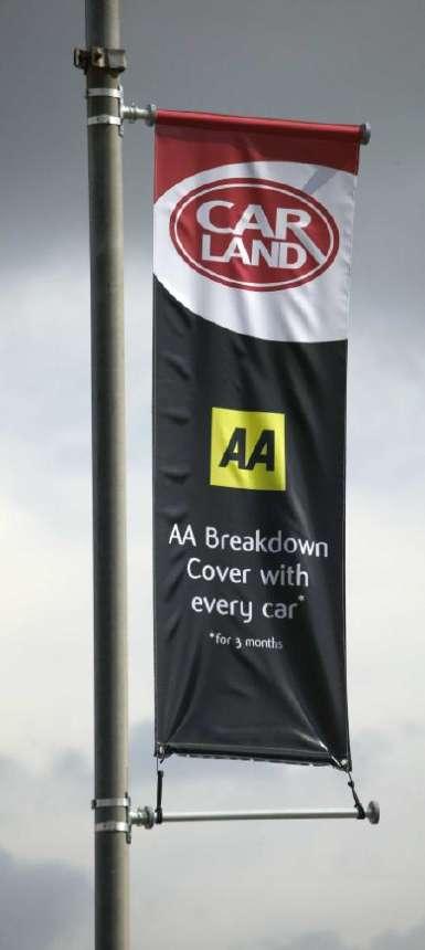 Lamp post banners are an ideal display solution for areas with little ground space.