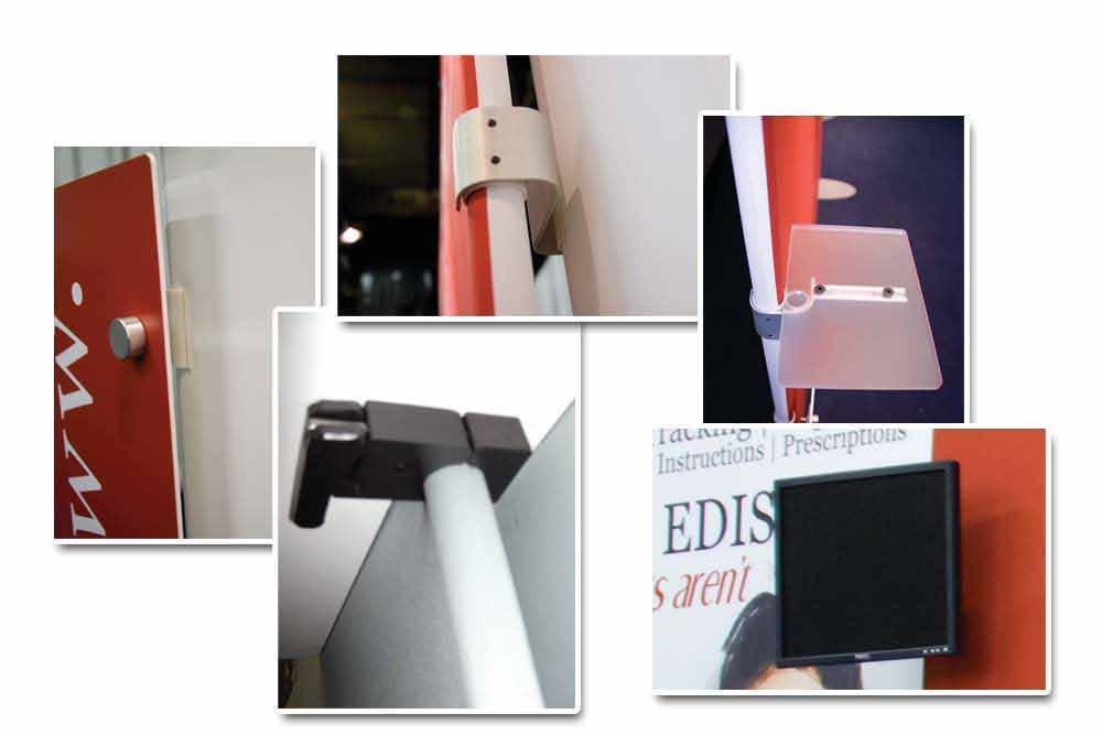 MONITOR MOUNTS, GRAPHICS & SHELVING ACCESSORIES CLAMP ON WITH EASY CLIP ASSEMBLY BACKWALL