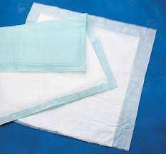 Underpad Layered with multi-layer tissue / wool pulp with water-proof PE film and non-allergic, non-woven sheet.