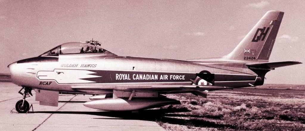 Original RCAF Golden Hawk #23424 at Calgary airport 1964, (Lynn Garrison image) In short, the Golden Hawk Sabre generated litigation between Lynn