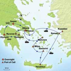 GRECIAN VOYAGER 13 Days from $2135 Athens, 3-Day Classical Tour & 7-Day Cruise DAY BY DAY ITINERARY DAY 1, WED ATHENS: Upon arrival in Athens, you will be met and transferred to your hotel.