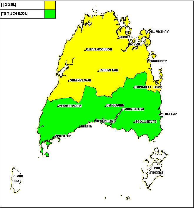 Coverage Map Tasmania Based on 2001 statistical Local Area Boundaries Source: CDATA