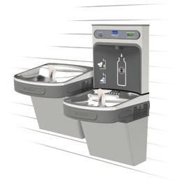 EZ MODELS Bottle Filling Station with ADA Cooler The ezh2o bottle filling station pairs up with the Elkay EZ. It features the Flexi-Guard Safety Bubbler and convenient push button operation.