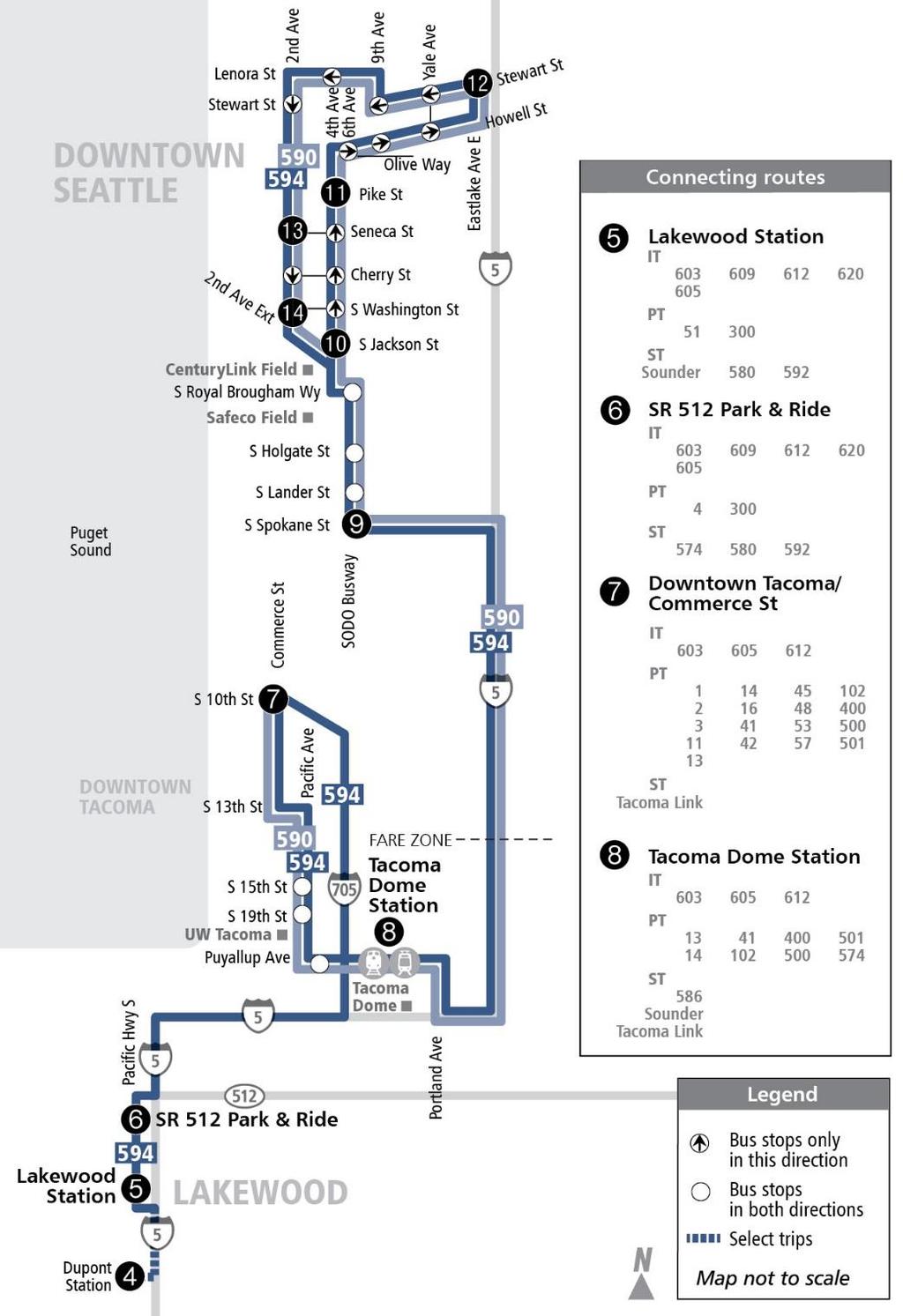 Chapter Two: Service Analysis Route 590: Tacoma Seattle Route 590 connects Downtown Tacoma and the Tacoma Dome to Downtown Seattle via I-5 and the SODO busway.